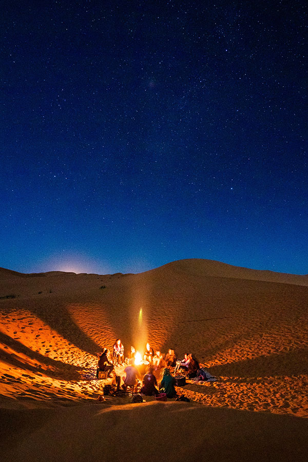 Group Desert Safari Tour Adventure with Bon Fire in middle of Red Dunes