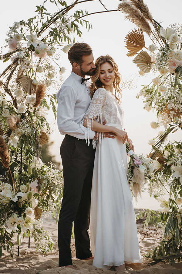 beautiful bride groom having wedding